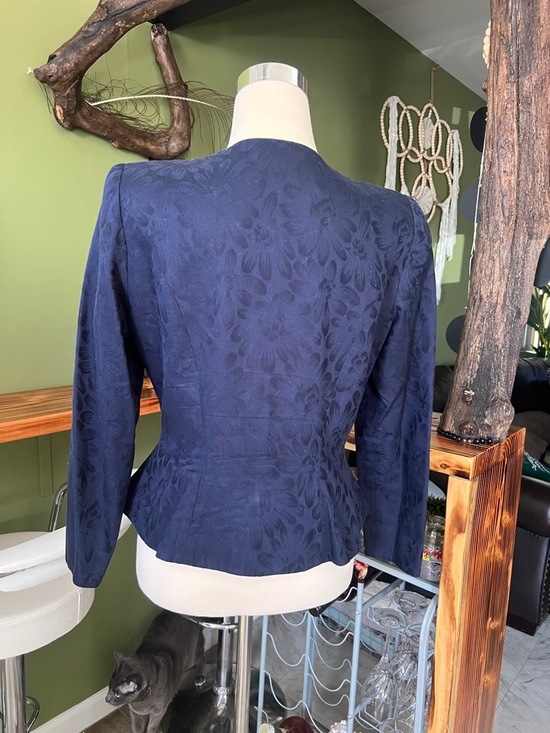 Warren Petite Sarks Fifth Ave Vintage 80,s blue navy blazer size 8 - Picture 4 of 9